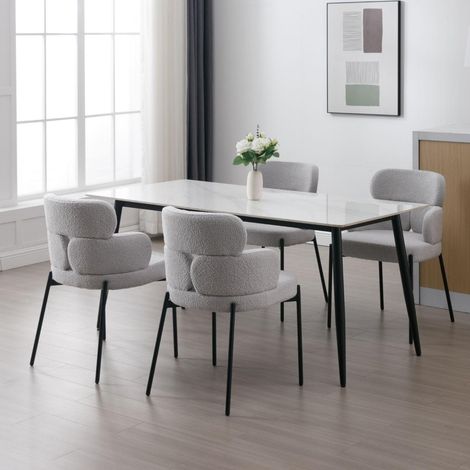 Esszimmerstühle 4er Set, Polsterstühle mit Metallbeinen, Grau (1/5)