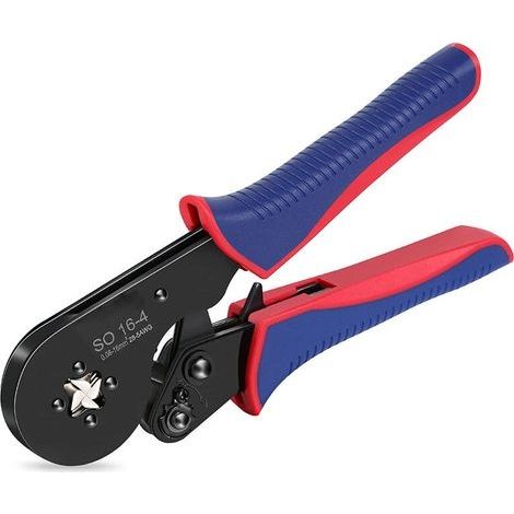 Outil de sertissage de virole SO16-4 Pinces-outil de sertissage de fil à 4 côtés, outil de sertissage de fil à cliquet auto-ajustable pour virole de borne de câble 1 pièces (1/4)