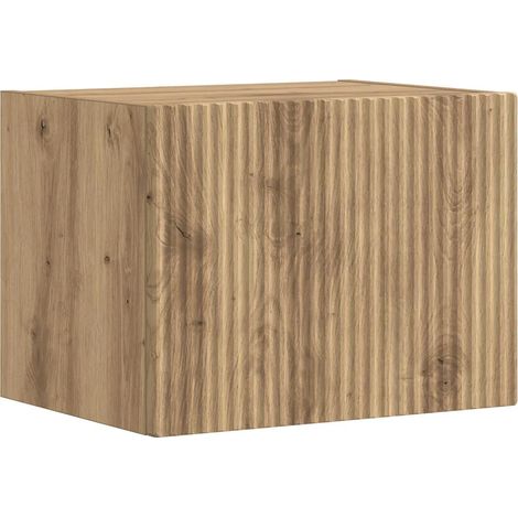 Mueble TV de pared moderno con estantes 60 x 31 x 29 cm almacenamiento eficiente en madera contrachapada roble artesanal 020054885 (1/5)