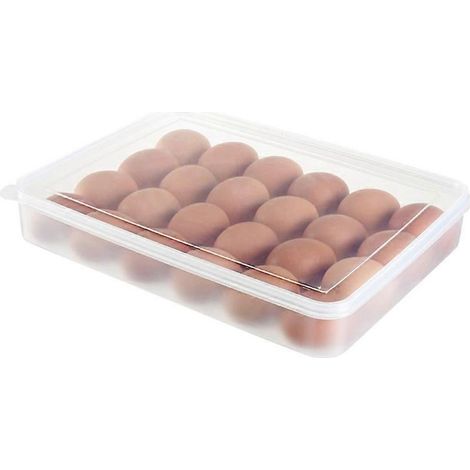 Bac à légumes à 24 compartiments pour réfrigérateur, à un seul niveau, avec couvercle, en plastique, boîte de rangement pour aliments (plateau à œufs) (1/2)