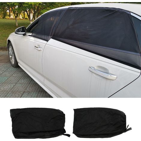 Moustiquaire élastique pour lunette arrière, une paire, pare-soleil de voiture, pare-soleil latéral en maille noire, isolation thermique, pare-soleil, taille M (1/5)