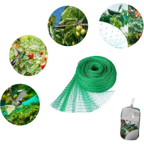 2m x 15m Vogelnetz Vogelschutznetz engmaschig stabil mit 30Kabelbindern und 10 U-förmigen Bodenankern, grünes Gartennetz für Pflanzennetz, Teichnetz, Erdbeernetz, Obstbaumnetz, Erbsennetz, Taubennetz (1/5)