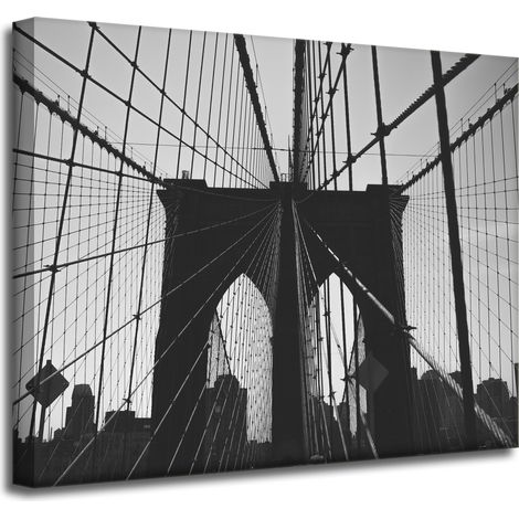 Leinwanddruck Architektur Brooklyn Bridge 50x40 Schwarzweiß USA