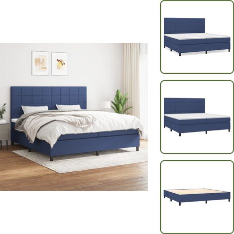 Boxspringbett mit Matratze Blau 200x200 cm Stoff - Boxspringbett - Doppelbett - Blau - Bettsofa - Schlafsystem (1/5)