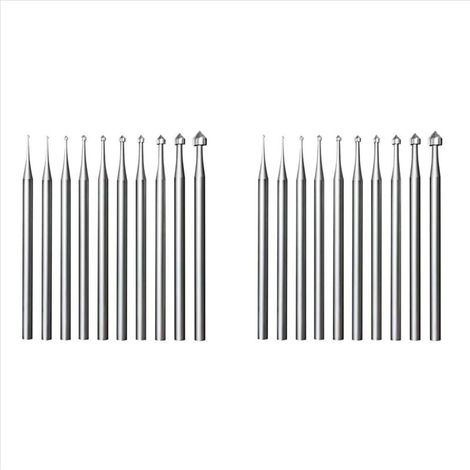 Set di 20 frese per incastonatura di gioielli - gambo da 3/32", frese per pietre cilindriche e coniche, utensili lapidari (1/4)