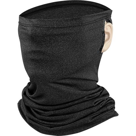 Cache-cou sportif en soie glacée pour cyclisme, protection solaire et fraîcheur avec crochets d'oreilles (gris foncé) (1/5)