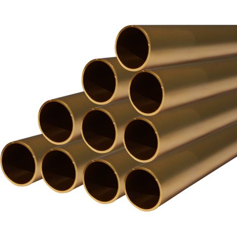 Lot de 10 Tube aluminium anodisé longueur 200 cm Ø 30 mm Doré