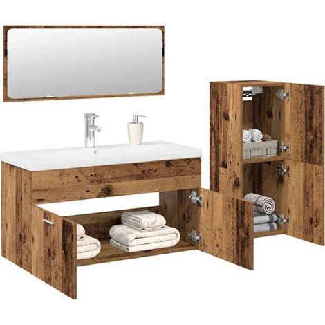 Ensemble de meubles salle de bain 4 pcs bois d'ingénierie vidaXL (1/5)