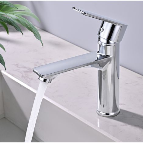 Robinet Eau Froide Chromé, MEEJEE Mitigeur de Lavabo Corps en Laiton Poignée Unique pour Lave Main Haute Qualité (1/5)