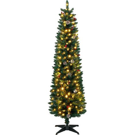HOMCOM Albero di Natale Artificiale 180cm con 170 Luci LED Bicolore, Verde (1/5)