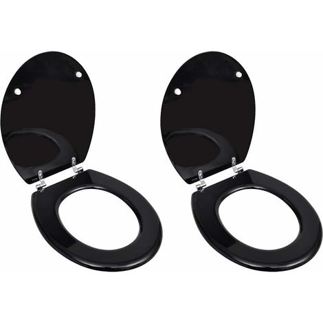 vidaXL Toilet Seats with Lids 2 pcs MDF Black (1/5)