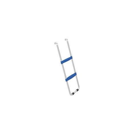 Trampolinleiter mit 2 breiten Stufen und Universalhaken, verzinkter Stahlrahmen, Tragkraft 150 kg, 97 x 32 x 7 cm, Blau