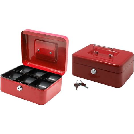 Cassette Portavalori per banconote in lamiera pesante con chiave BRIXO - Maxi - 30x24x9 cm - Rossa