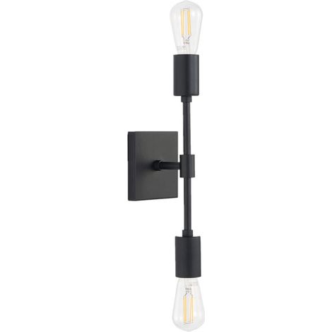 SABIR Lampe Miroir Salle de Bain Vintage avec 2 Lumières, Applique Murale en Métal Noir Intérieure Lumière Miroir Salle de Bain, Douille E27, Longueur: 40cm/15.75 pouces, Ampoule non Incluse (1/5)