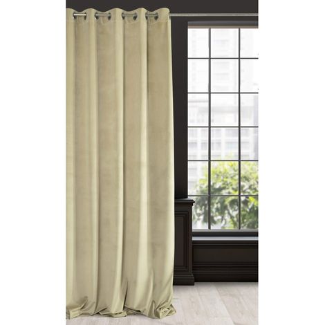EUROFIRANY - Tenda in velluto Velvet Warm Beige, tinta unita, liscia, con occhielli in metallo, 300 g/m2, 140 x 250 cm, 1 pezzo Opaca, soffice, moderno, classico, soggiorno, camera da letto (1/5)