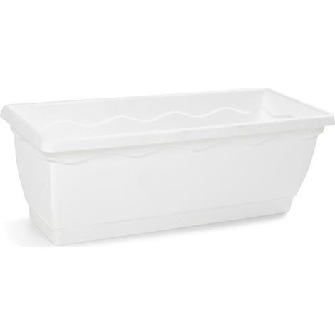 VASO FIORIERA BIANCO CM 40X20X18H C/SOTTOCASSETTA