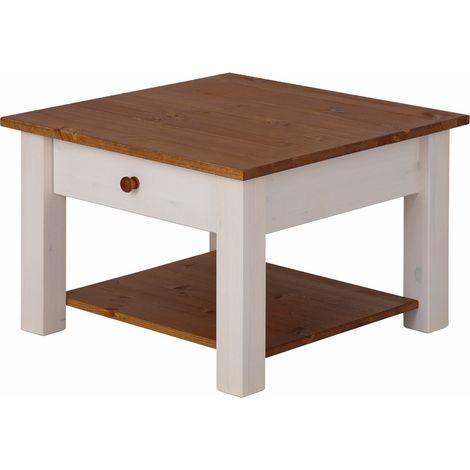 ChicagoTable basse avec 1 étagère en pin blanc et miel (1/5)