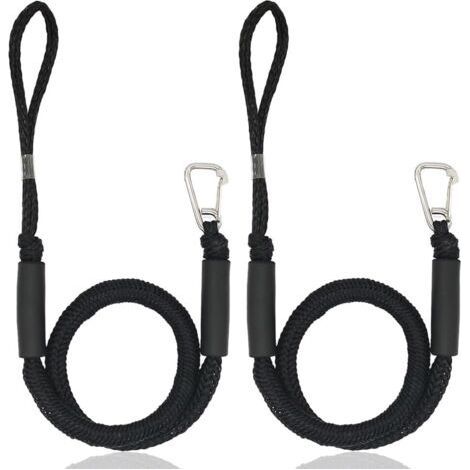 Corde d'amarrage, Accessoires Bateau Dock, Double Corde de Dock Tressée, Corde de Dock avec Crochet Corde d'amarrage pour Bateaux, Kayak, Jet Ski, Ponton, Canoë(Noir) (1/5)