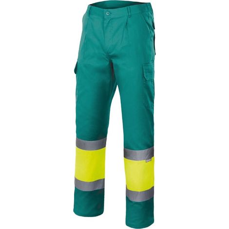 PANTALON BICOLORE AV VERT/JAUNE FLUO 4XL