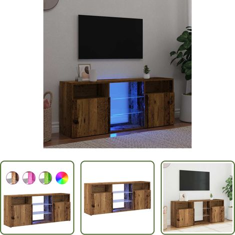 LED-Leuchten - TV-Schrank mit LED-Leuchten Altholz-Optik 120x30x50 cm (1/5)