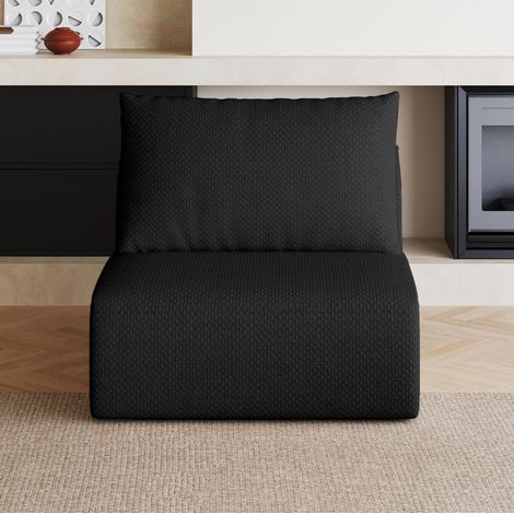 Divano a 1 posto 75x28x28 cm, senza montaggio, linee pulite, tessuto, nero (1/5)