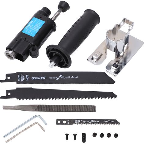 Adaptateur scie sabre pour perceuse, kit accessoire coupe métal bois, lot outil électrique (1/5)
