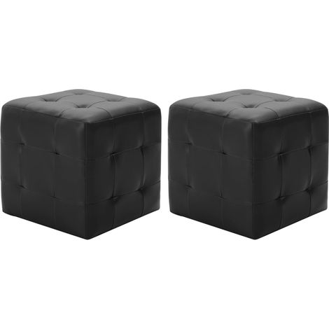 Puf 2 unidades cuero sintético negro 30x30x30 cm vidaXL