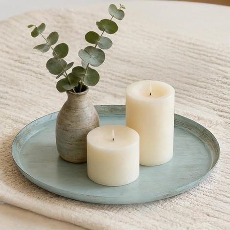 Decorative Round Tray: Metal Candle Tray for Coffee Table Decor Table Centerpiece Display for Living Room Kitchen Countertop Bathroom (1/5)