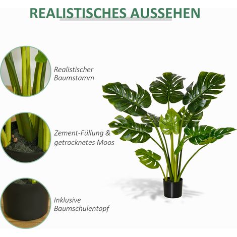 Plante artificielle Monstera 110 cm en pot, décoration intérieure pour bureau, pot plastique pour intérieur et extérieur (1/4)