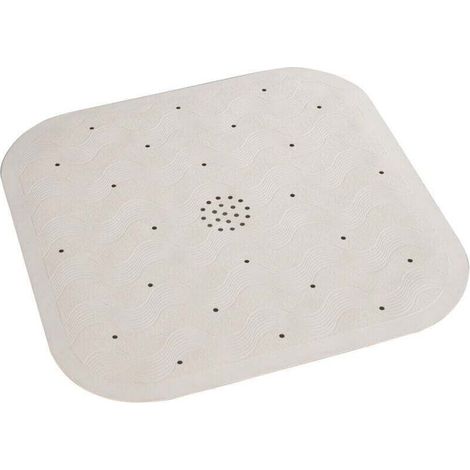 Tapis de douche, Tapis Salle de bain antidérapant avec évacuation eau, Caoutchouc naturel, 54 x 54 cm, beige