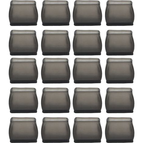 Protège-plancher rectangulaire transparent pour pieds de chaise, feutrine noire anti-rayures, insonorisant, lot de 20 patins adhésifs (1/5)