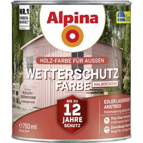 Alpina Wetterschutzfarbe halbdeckend 0,75 L kirschblütenrosa Holzschutzfarbe (1/3)