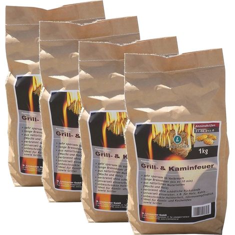 Lot de 4 sacs d'allume-feux - 1 kg