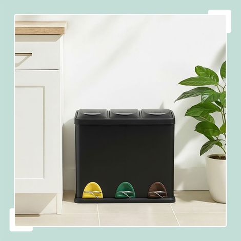 Pattumiera per rifiuti da cucina 3 scomparti 3 x 8 l (1/5)