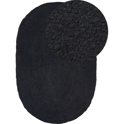 Tappeto area Beige Juta intrecciata Naturale Riscaldamento a pavimento 160 x 230 cm Nero Demirci