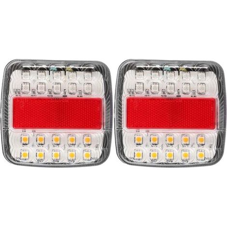2 pièces 12V/24V 20LED feux arrière -DOUble couleurs pour camion remorque (couvercle de lampe blanc)-DOU (1/4)