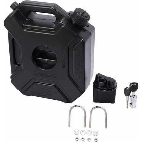 Réservoir de carburant noir de 5 litres - Pour voiture, moto - Avec serrure et clé (1/4)