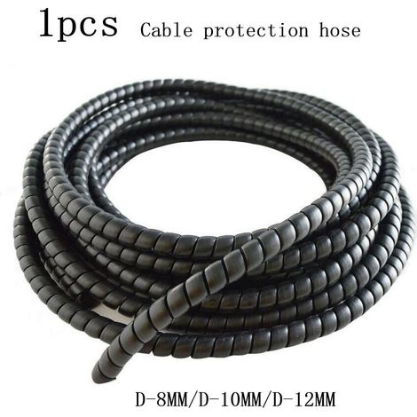 Gaine De Protection Hydraulique - Enroulée Spirale - Diamètre 8 10 Ou 12 Mm - Longueur 5 M - Polypropylène Noir - Pour Tuyaux Et Câbles (1/5)