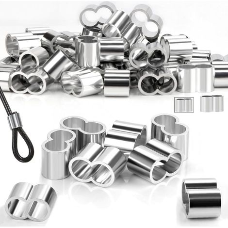 50 manchons,aluminium 6mm,sertissage double,câble acier 5-6mm,usage extérieur (1/5)