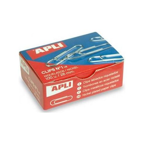 APLI CLIPS PLATEADOS Nº 1½ - 26MM CAJA 100 UD -PACK 10 CAJAS-