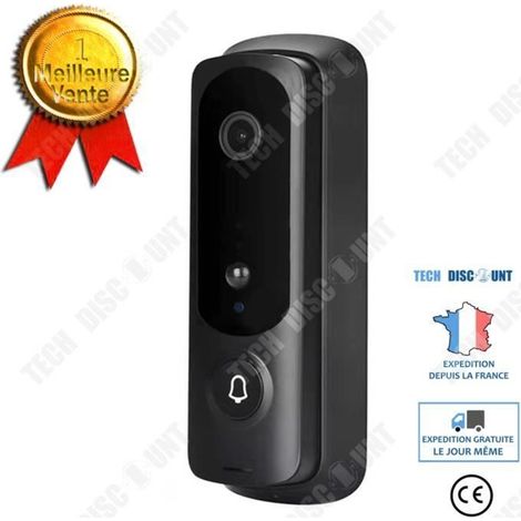 Sonnette vidéo intelligente TD 1080p avec détection PIR, batterie 18650, sans fil, Brilvibera (1/4)