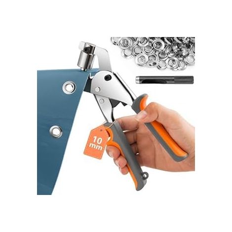 Pince à œillet avec 200 œillets 10 mm, kit complet pour bâches, tissus, cuir et PVC, outil de perforation pour bannières et projets DIY