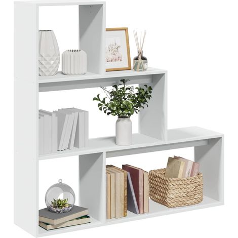 Raumteiler-Bücherregal 3 Stufen Weiß 123x29x123cm Holzwerkstoff