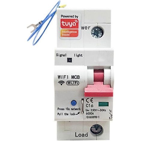 Compteur d'énergie intelligent TUYA avec Wi-Fi, disjoncteur monophasé, mesure de la consommation en kWh, relais de surveillance et protection contre les fuites de courant (80 A x 80 A). (1/5)
