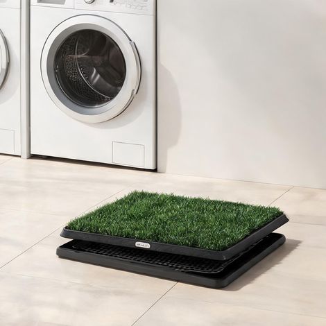 Bac de propreté pour chien 63 x 50,5 cm avec 2 tapis d'herbe et (1/5)