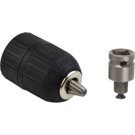 Trade-Shop Bohrfutter + Vierkant-Adapter inkl. Schraube zum Umbau von Schlagschrauber in Bohrmaschine / 1/2" x 20 UNF Gewinde, Spannbereich 2-13mm (1/5)