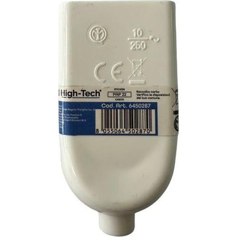 HIGH-TECH PRESA MOBILE BIPASSO 10/16A - P11 10A 2P+T BIANCA MATERIALE ELETTRICO