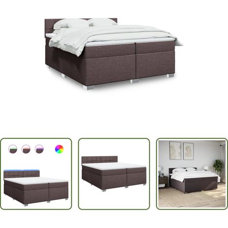 vidaXL Surmatelas - Sommier à lattes de lit avec matelas Marron foncé 200x200 cm (1/5)