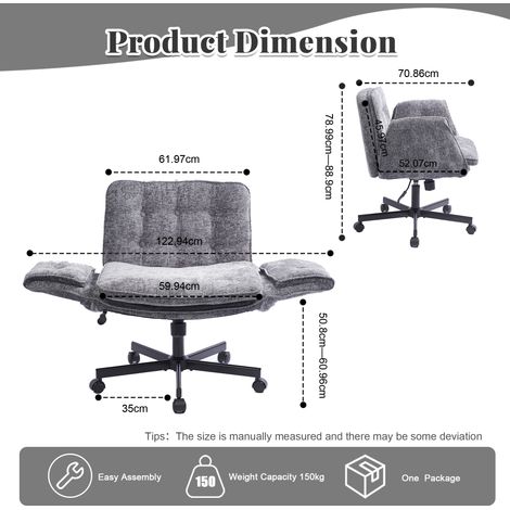 Chaise de bureau pivotante à roulettes, réglable en hauteur, avec accoudoirs rabattables, capacité de charge 150 kg, gris foncé (1/5)