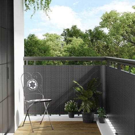 Paravent de balcon anthracite 500x80 cm en polyrotin